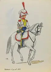 Ignacy Matuszczak, Trębacz 2 Pułku Ułanów z 1812, akwarela, wym. 15