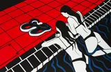 Girls in the swimming pool, 2021 by Adrianna Zawadzka, 2021, akryl, płótno, sold Mar 2021