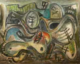 Józef Szajna, Interwał, 1985, 1985, olej, akryl, płótno