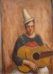 Jerzy Nowosielski, Portret mężczyzny z gitarą, 1945 r., 1945, olej, płótno