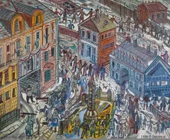 Edward Dwurnik, Łańcuch protestu, 1990, 1990, olej, płótno