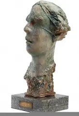 Portret by Adam Myjak, terakota szkliwiona, sold Mar 2021