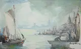 Port by Marian Mokwa, olej, płótno, sold Apr 2021
