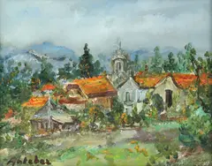 Isaac Antcher, Pejzaż, olej, płótno