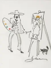 Antoni Suchanek, Autokarykatura, ołówek, kredka, papier, 12