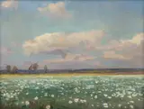 Mieczysław Serwin-Oracki, Letnia łąka, olej, płótno na tekturze, 19