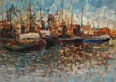 Zbigniew Litwin, Port, 1968 r., 1968, olej, płyta