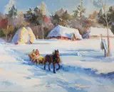 Leśniczówka, 1994 r. by Sławomir Andrzej Mieleszko "Sam", 1994, olej, płótno, sold Apr 2021