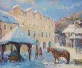 Kazimierz zimą, 1994 r. by Sławomir Andrzej Mieleszko "Sam", 1994, olej, płótno, sold Apr 2021