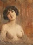 Tekla Michalina Nowicka, Półakt kobiecy, pastel, papier