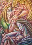 Macierzyństwo, 1985 r. by Mieczysław Kościelniak, 1985, olej, płótno, sold Mar 2021