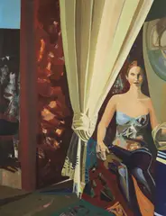 Anna Sałustowicz, Kobieta za kotarą, 2005, 2005, akryl, płótno