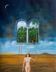 Rafał Olbiński, Bird catcher, 2020, 2020, akryl, olej, płótno