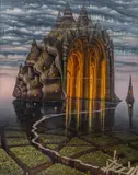 Watergate II, 1997 by Jacek Yerka, 1997, akryl, płótno, sold Feb 2021