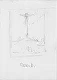 Szkic do obrazu RY by Zdzisław Beksiński, ołówek, papier, sold Feb 2021