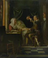Jan Steen, Wizyta cyrulika, olej, płótno