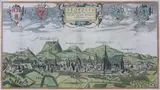 Frans Hogenberg Georg Braun, Leopolis Russice Australis urbs primaria…, Widok Lwowa od strony zachodniej, 1601-1620; na verso tekst w języku łacińskim miedzioryt kolorowany w epoce, 28