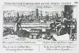 Daniel Meisner, Danzig in Preussen, Widok Gdańska z przedstawieniem emblematycznym, Norymberga 1623 r., stan drugi, 1638 r. miedzioryt