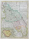 Guillaume de l’Isle, Kaartje Van Het Hertogdom Silesien Na de Stelling ..., Mapa Śląska, w lewym dolnym rogu plan Wrocławia, Elwe & Langeveld, 1791 r. miedzioryt kolorowany w epoce, 24
