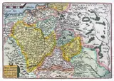 Johann Bussemacher, Poloniae finitimarumque locorum descriptio…, Mapa ziem Rzeczpospolitej, będąca przeróbką mapy Wacława Grodeckiego, stan pierwszy, Kolonia 1592 r. miedzioryt kolorowany, 18