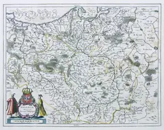 Henricus Hondius, Poloniae nova et acurata decriptio, Mapa Polski Jodocusa Hondiusa II z ok. 1620 r., stan drugi, 1647 r. miedzioryt kolorowany w epoce, 39