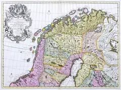 Peter Schenk, Carte des Courones du Nord…, Mapa Skandynawii, Amsterdam 1708 r. miedzioryt kolorowany w epoce