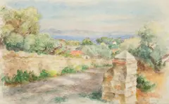 Józef Pankiewicz, Pejzaż z południa Francji, 1935 r., 1935, akwarela, papier