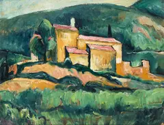 Jerzy Ascher, Widok z Ceret, ok. 1925-27 r., olej, tektura