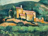 Jerzy Ascher, Widok z Ceret, ok. 1925-27 r., olej, tektura