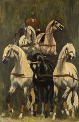 Ludwik Maciąg, Piątka arabów, 1973 r., 1973, olej, płótno