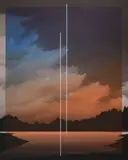 Łukasz Patelczyk, Blue and orange gradient glass, 2020, 2020, olej, płótno