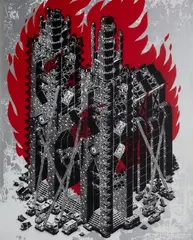 Mariusz Waras, Firestarter, 2020, 2020, spray, szablon, płótno