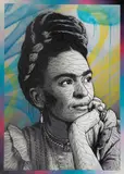 Michał Mąka, Frida, 2020, 2020, akryl, spray, ręcznie wycinane szablony, płótno
