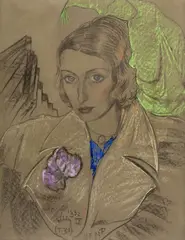Stanisław Ignacy Witkiewicz, Portret Janiny Turowskiej-Leszczyńskiej, 1932, 1932, pastel, papier
