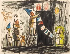 Tadeusz Makowski, Bonne fête, ok. 1931, 1931, tusz, akwarela, papier