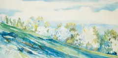 Julian Fałat, Wiosna w Bystrej, 1913 r., 1913, akwarela, papier