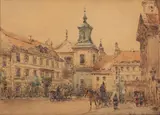 Kościół św. Jacka w Warszawie by Władysław Chmieliński, akwarela, papier, 23, sold Jan 2021