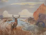 Henryk Weyssenhoff, Jeleń, akwarela, papier
