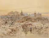 Michał Pociecha, Ślizgawka pod Wawelem, akwarela, papier