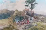 Seweryn Bieszczad, Obóz cygański, akwarela, papier, 29