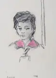 Bencion (Benn) Rabinowicz, Portret kobiety, 1958 r., 1958, kredka, ołówek, papier
