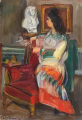 Zdzisław Cyankiewicz, Portret kobiety, 1945 r., 1945, olej, papier, 39