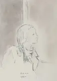 Bencion (Benn) Rabinowicz, Profil kobiety, 1980 r., 1980, ołówek, papier