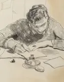 Stanisław Kamocki, Młody mężczyzna piszący list, ok. 1925