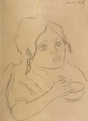 Emmanuel Katz, Portret dziewczynki, ołówek, papier, 26