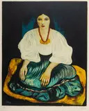 Moïse Kisling, Siedząca kobieta (Bretonka), litografia barwna, papier