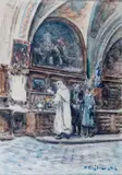 Tadeusz Cieślewski, Zachrystia na Jasnej Górze, akwarela na podrysowaniu ołówkiem, papier