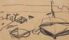 Piotr Potworowski, Łódki rybackie, ołówek, papier, 7