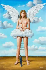 Rafał Olbiński, Stairway to heaven, 2020 r., 2020, akryl, płótno