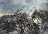 Książe Józef Poniatowski pod Raszynem by Wacław F. Pawliszak, olej, płótno, sold Dec 2020